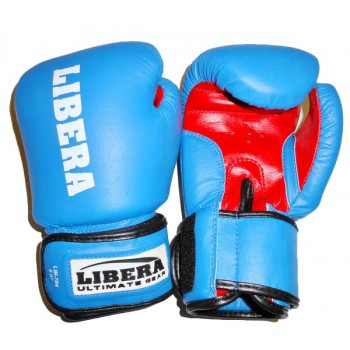 Перчатки боксерские тренировочные ПВХ  LIB-704-10 унц. синие