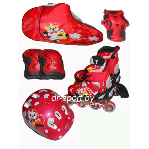 Коньки роликовые Action PW-153 skate set red XS(29-32) в комплекте