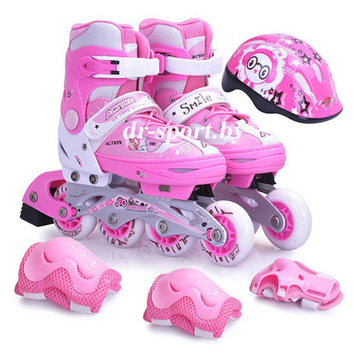 Коньки роликовые Action PW-151D pink M(36-39) в комплекте